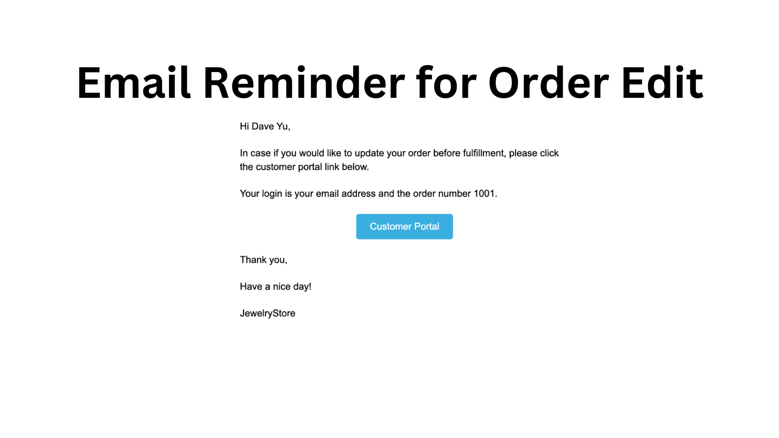 Email for Order Edits