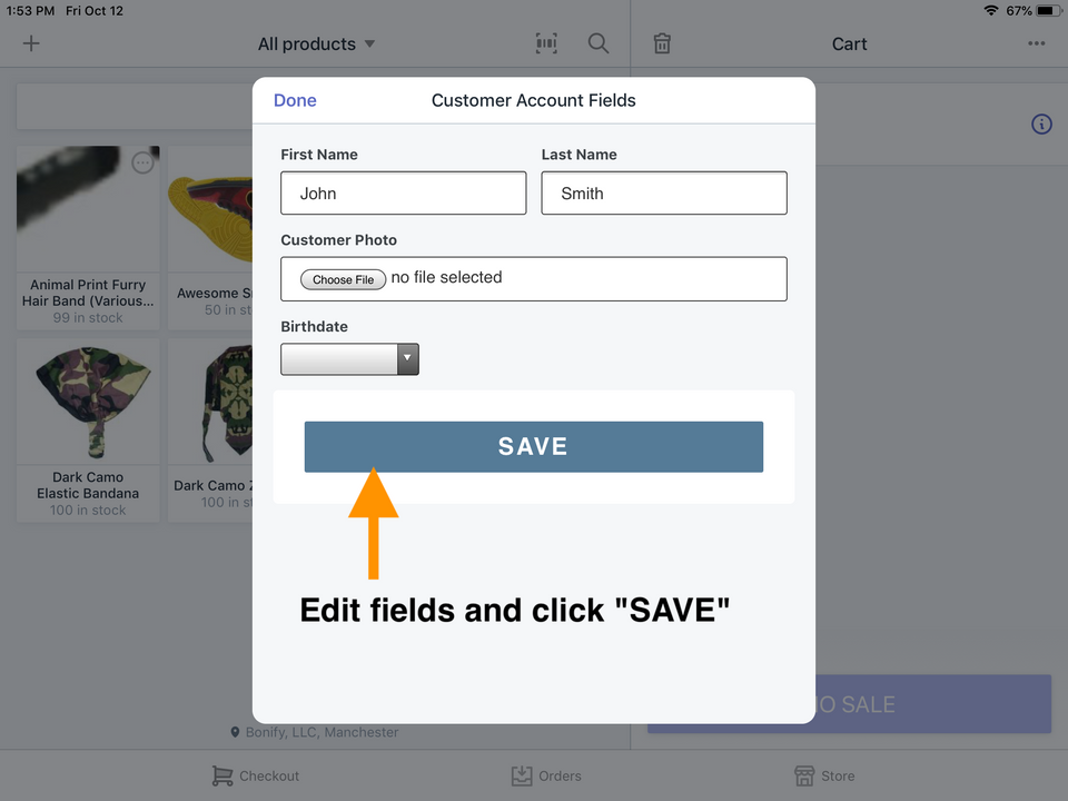 Edit customer fields in Shopify POS