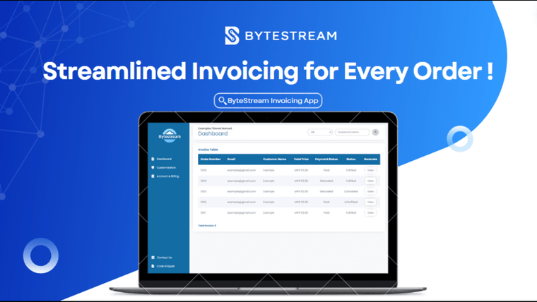 ByteStream Invoicing App Screenshot