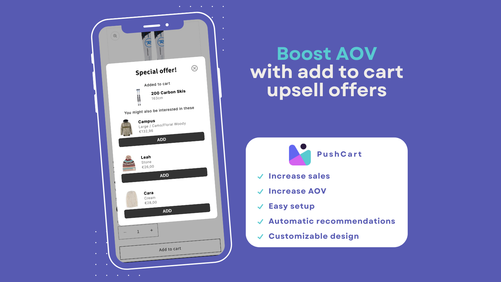 Product page upsell app