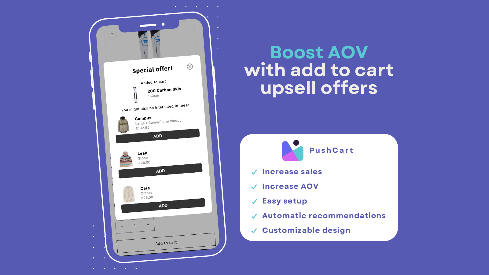 Produktside upsell app