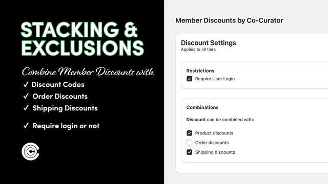 Screenshot der Co-Curator Member Discount App-Oberfläche
