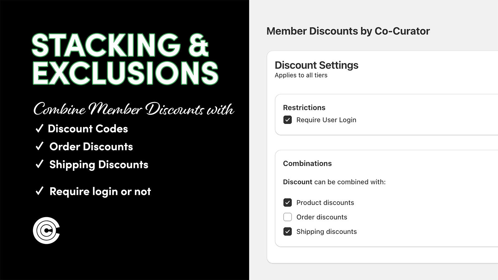 Capture d'écran de l'interface de l'application Member Discounts by Co-Curator