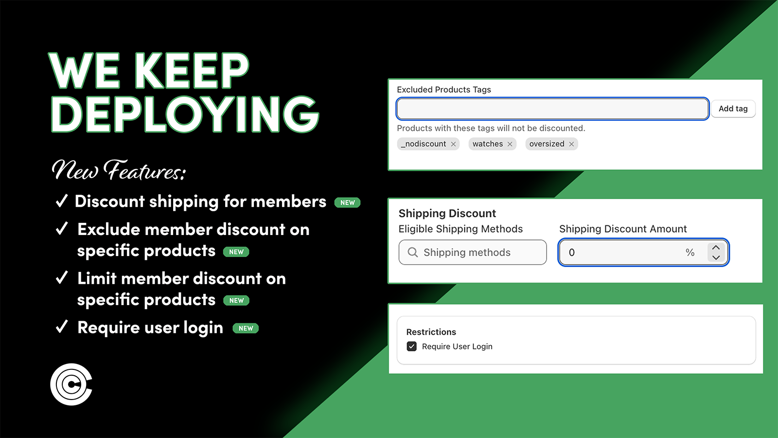 Screenshot of Co-Curator Member Discount app new features