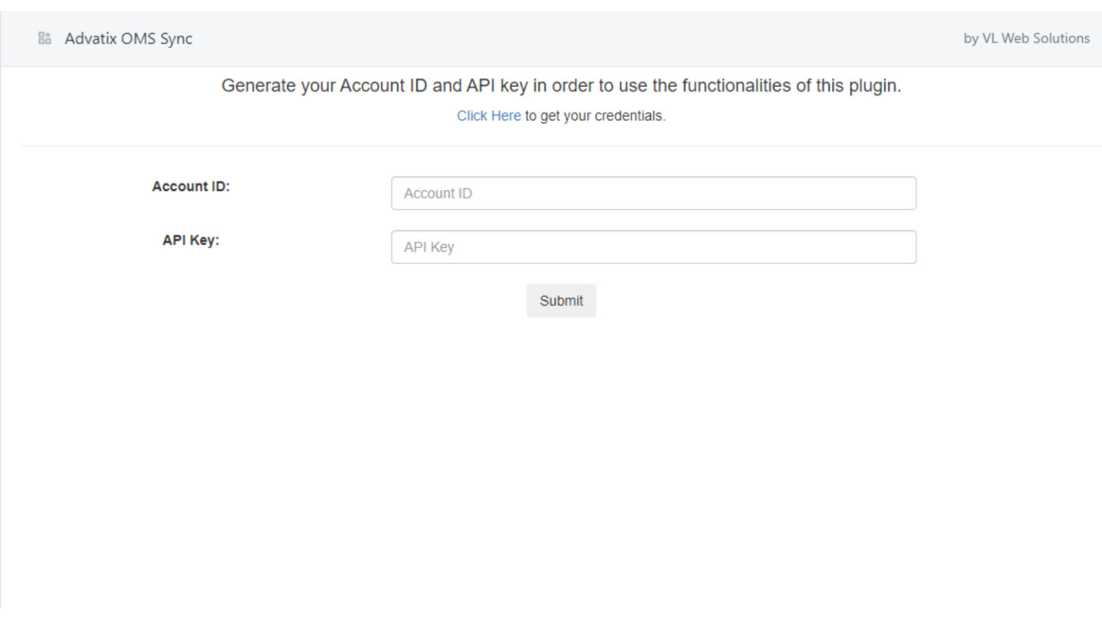 ID da conta & Chave API