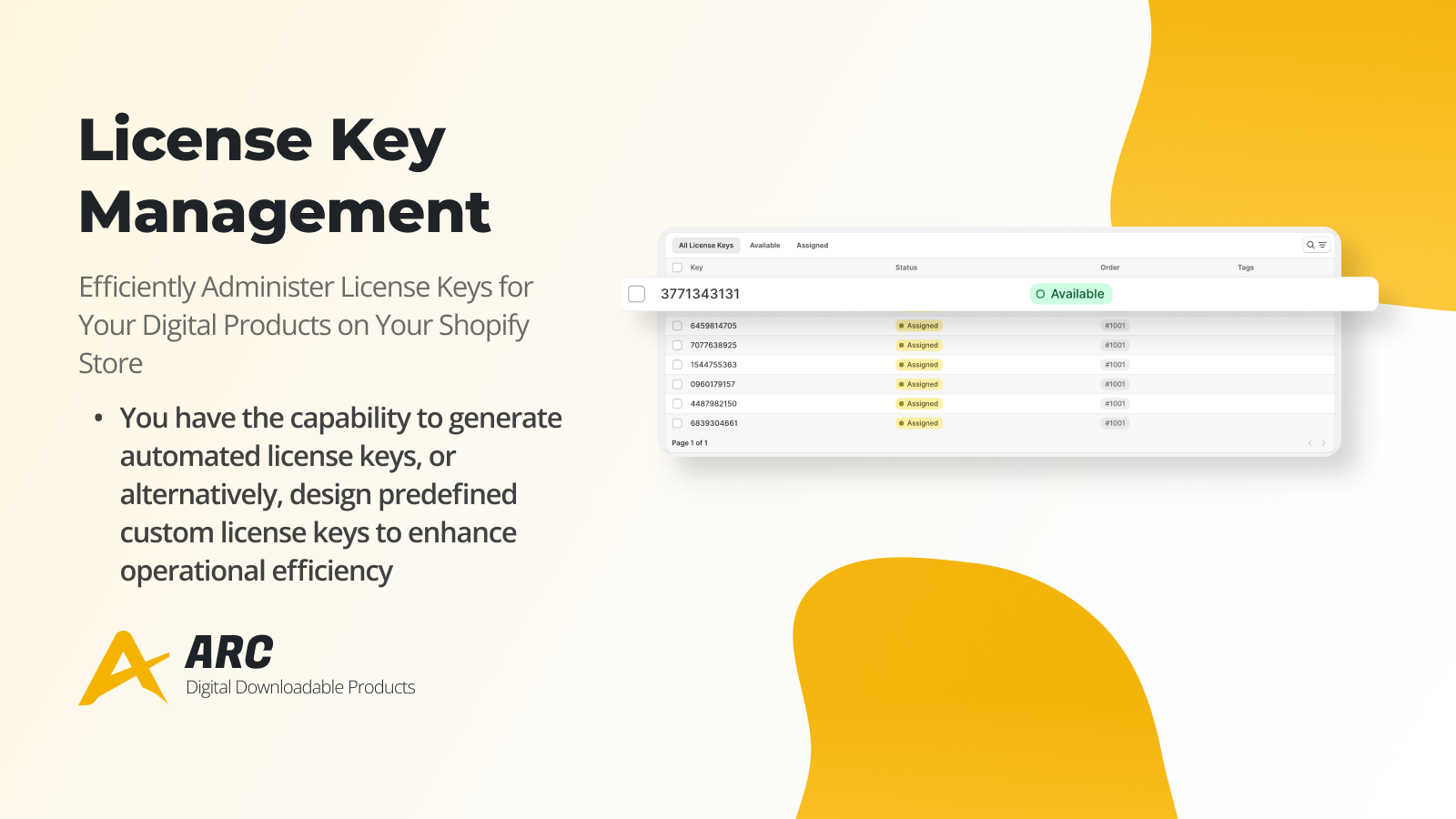 Arc Digital Downloadable Products: Manage Your License Keys