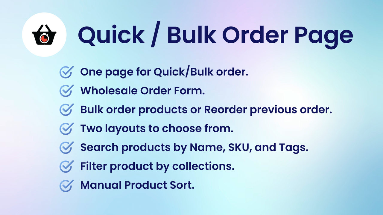 Quik ‑ Quick / Bulk Order Page Screenshot