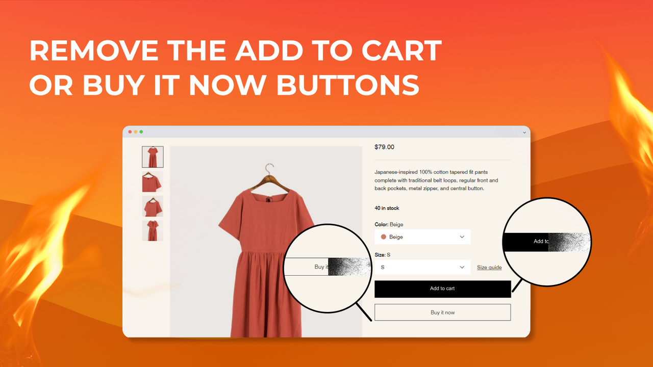 Die Funktion zum Entfernen des In-den-Warenkorb- / Jetzt-kaufen-Buttons auf der Produktseite