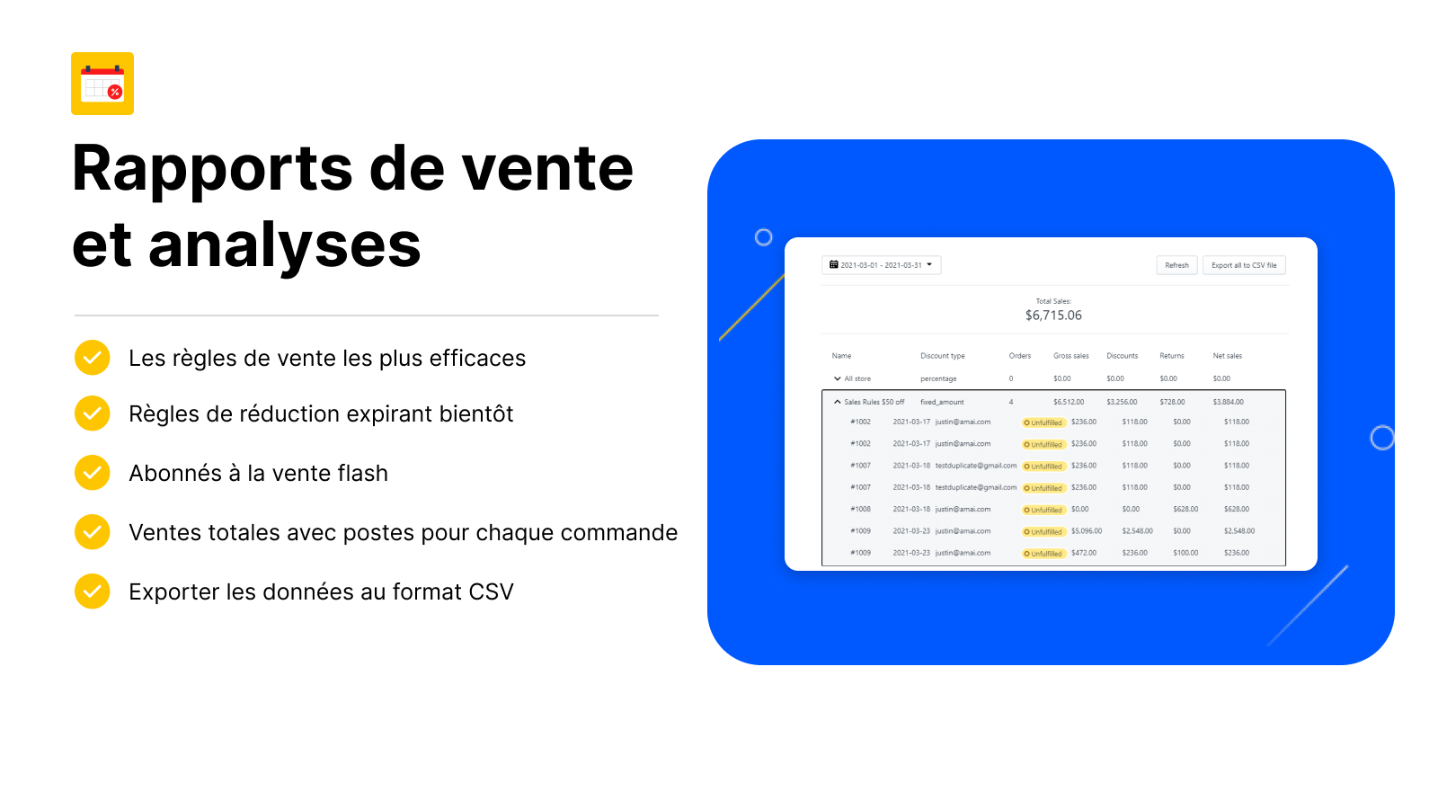 Rapports de vente et analyses