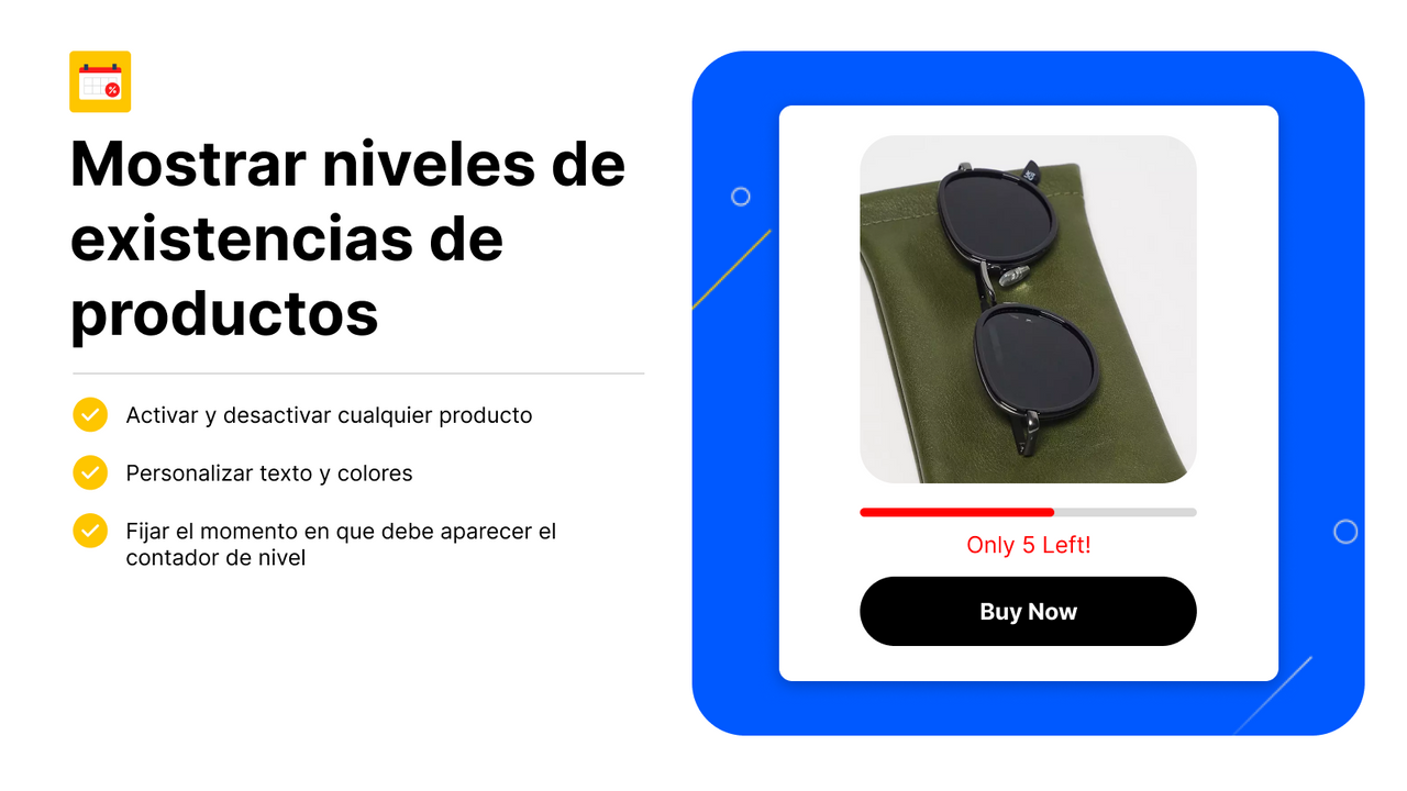 Mostrar niveles de existencias de productos