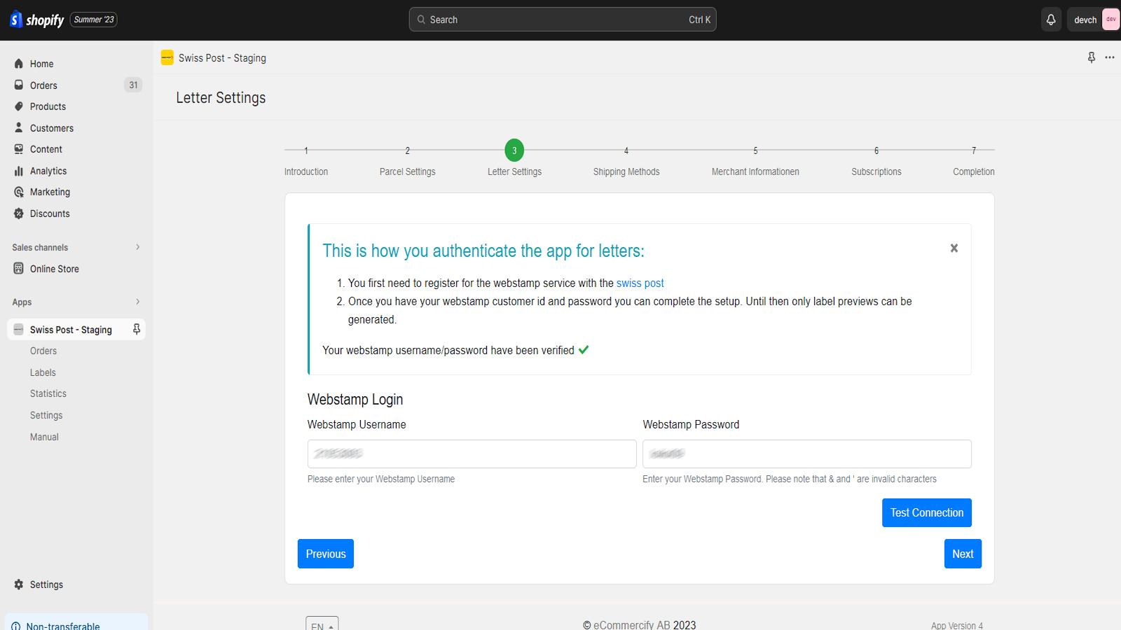 Webstamp Settings