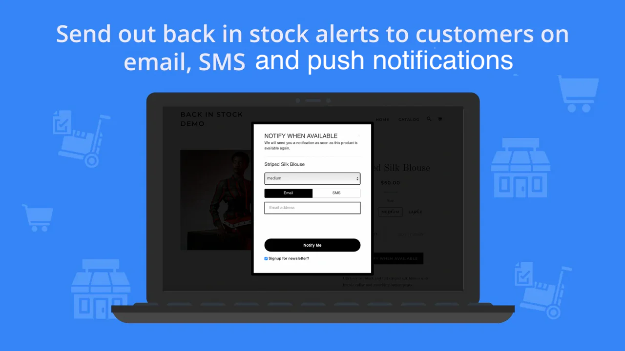 alertas de reposición de stock en shopify, notificaciones de reposición de stock