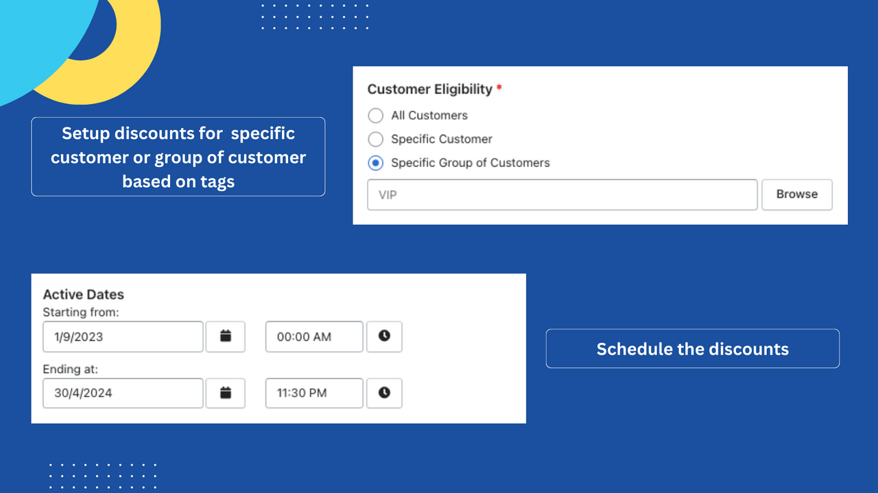 Desconto específico do cliente e agendamento de descontos