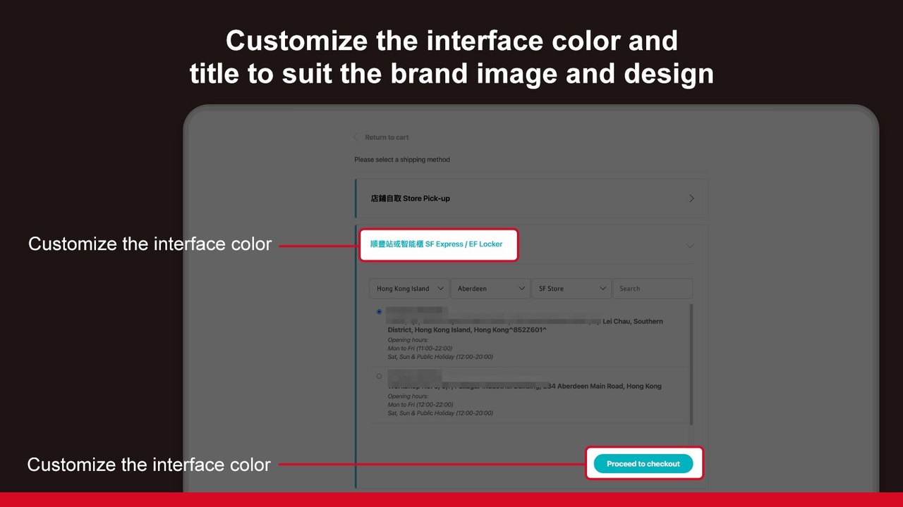 Customize app color and headings to match your brand