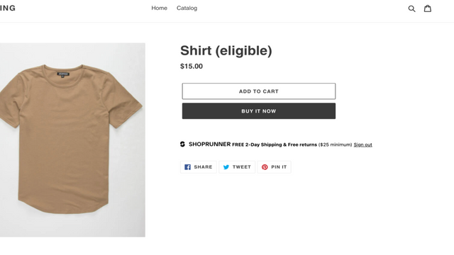 ShopRunner Call to Action on Product Page