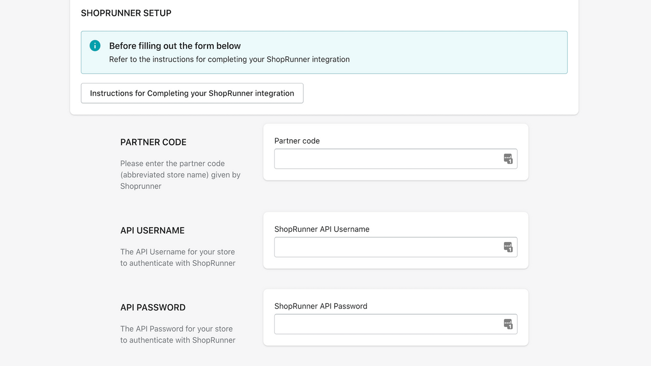 Tableau de bord de l'application ShopRunner