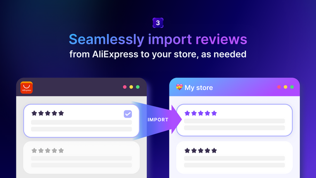 根据需要，无缝从AliExpress导入评论至您的店铺。