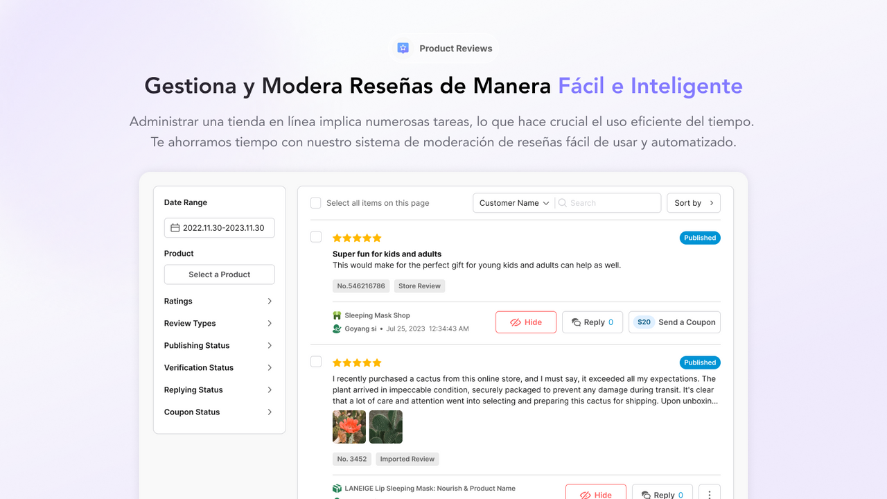 Gestiona y Modera Reseñas de Manera Fácil e Inteligente