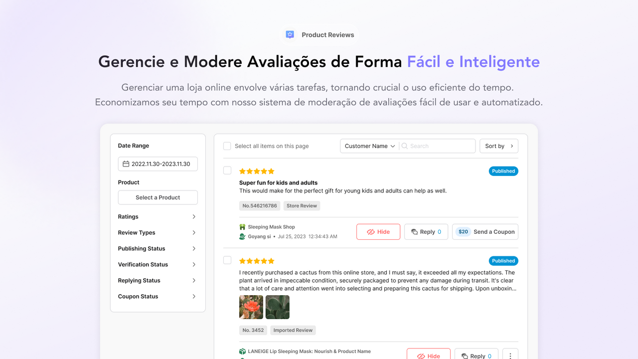 Gerencie e Modere Avaliações de Forma Fácil e Inteligente