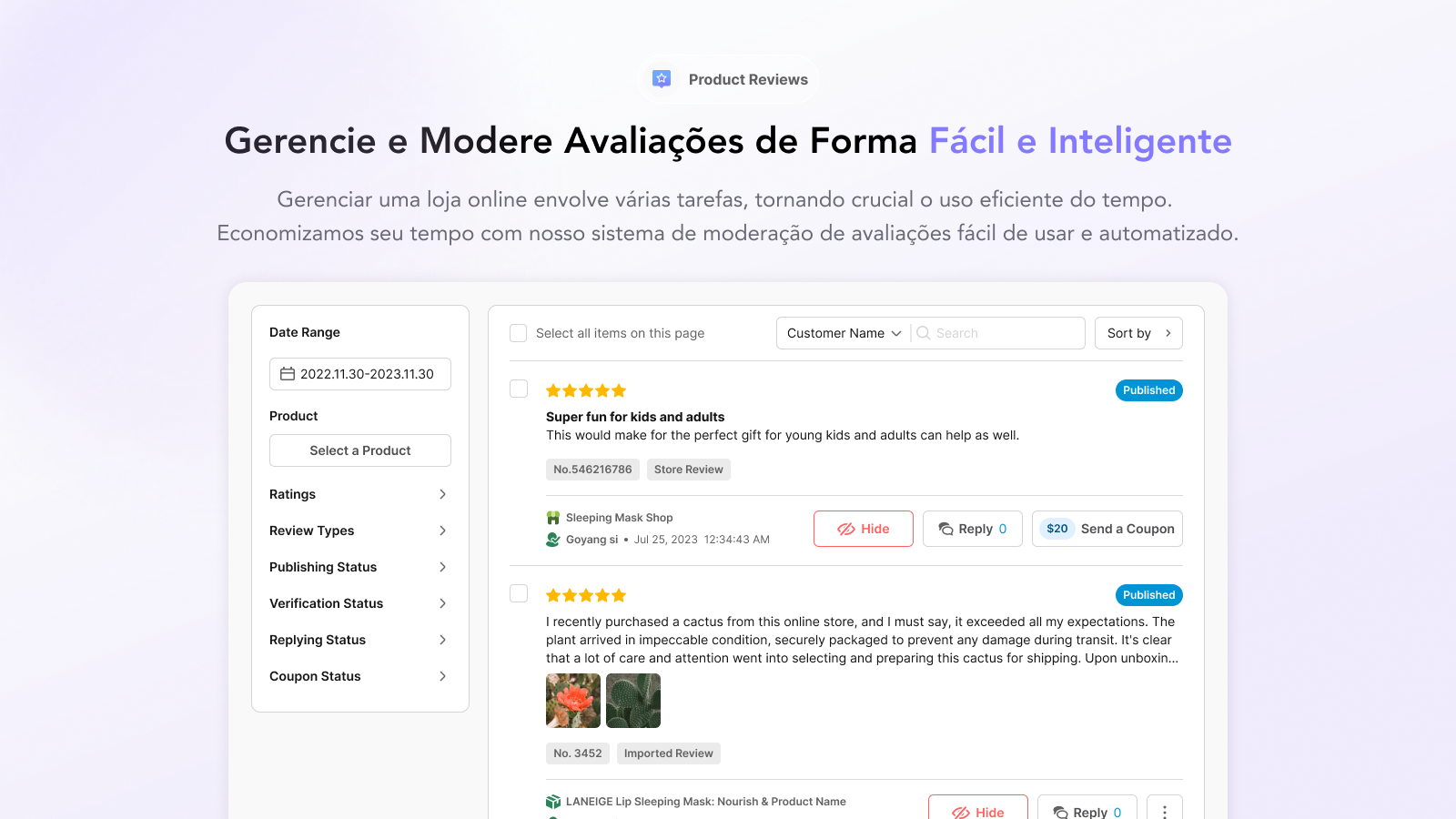 Gerencie e Modere Avaliações de Forma Fácil e Inteligente