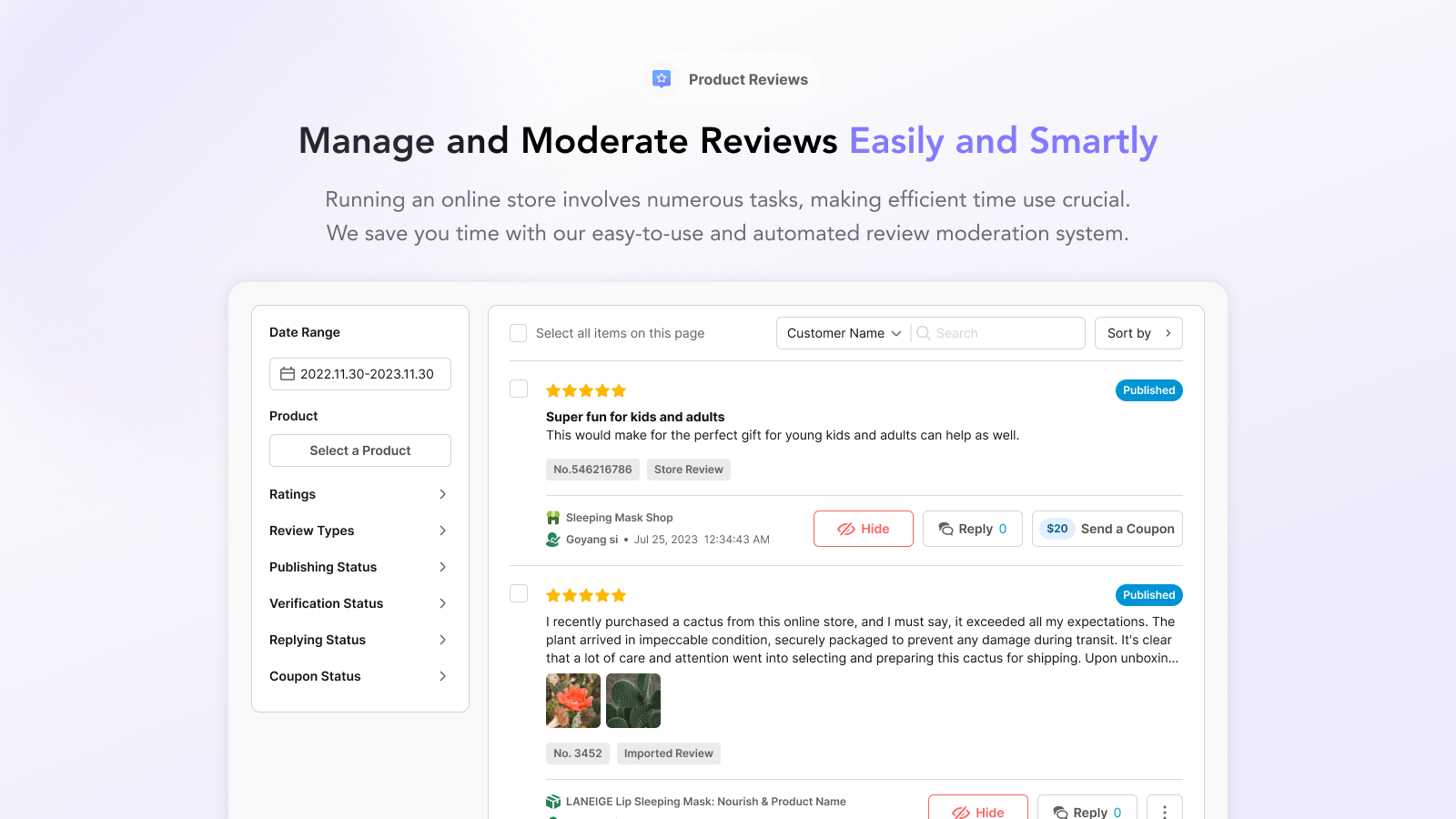 Manage and Moderate Reviews Easily and Smartly