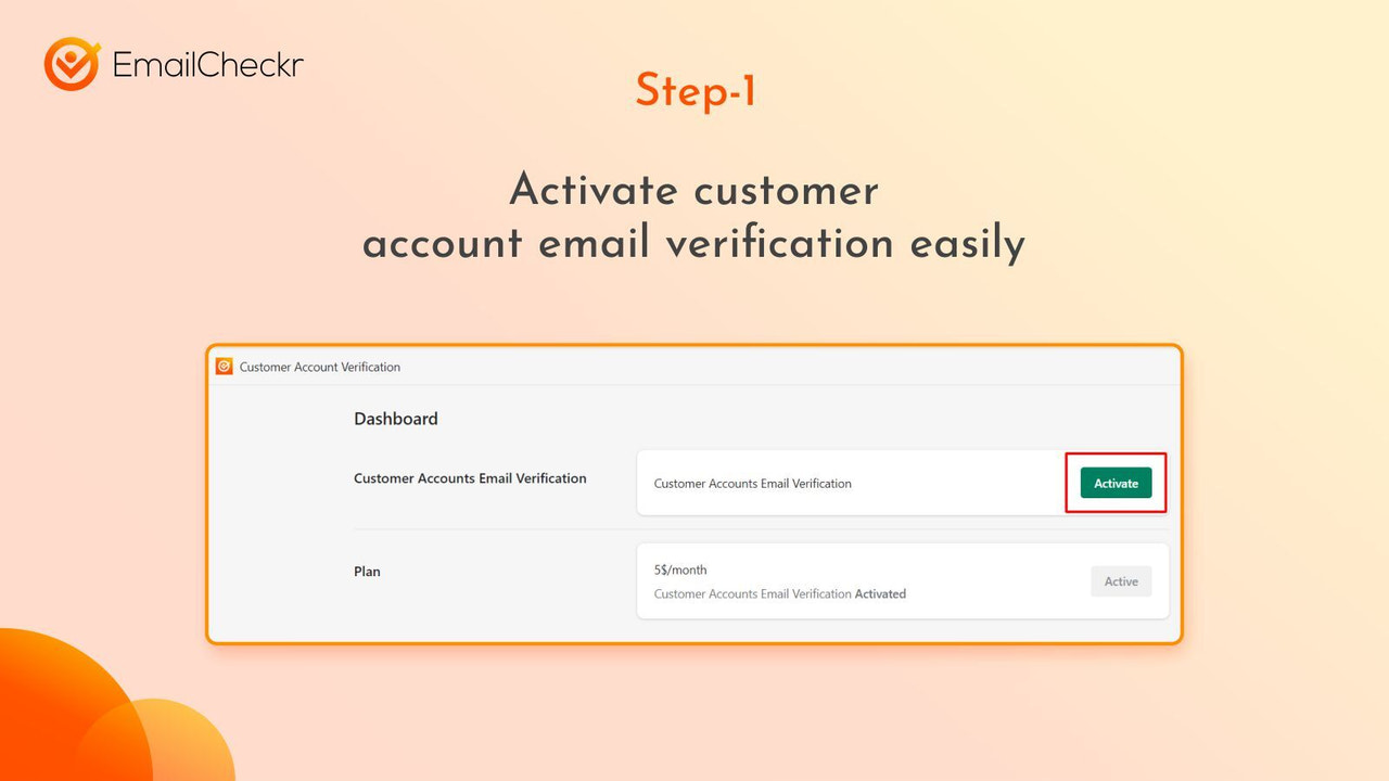 Email d'activation de compte client