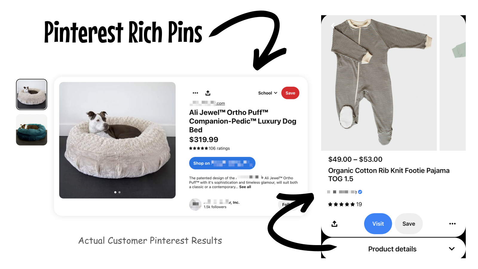 Eksempel på Pinterest Rich Pins for faktiske kunder