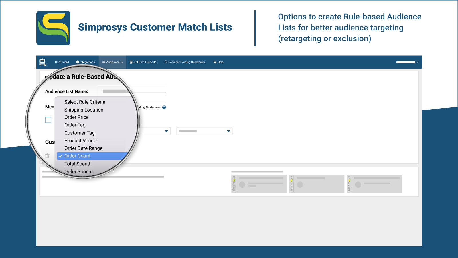 Simprosys Customer Match Lists Screenshot