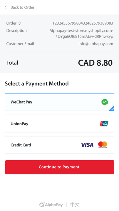 Méthodes de paiement AlphaPay Shopify