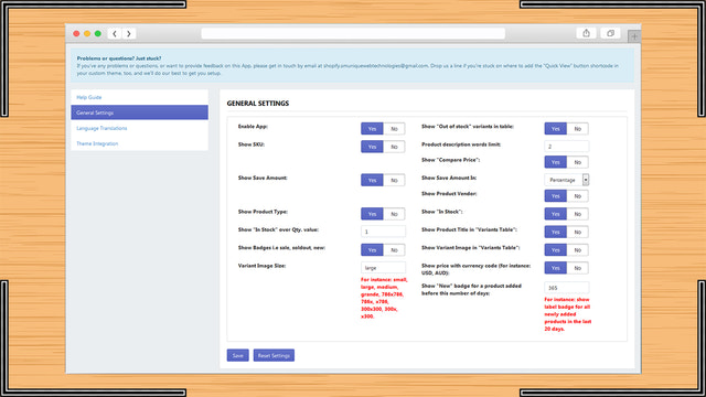 Configuraciones generales