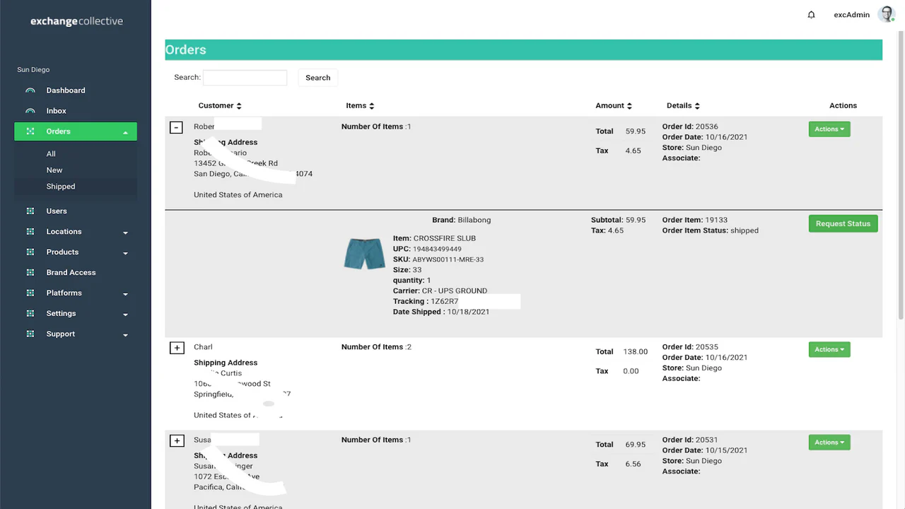 Visualisez et gérez les commandes dans Shopify et le tableau de bord EXC.