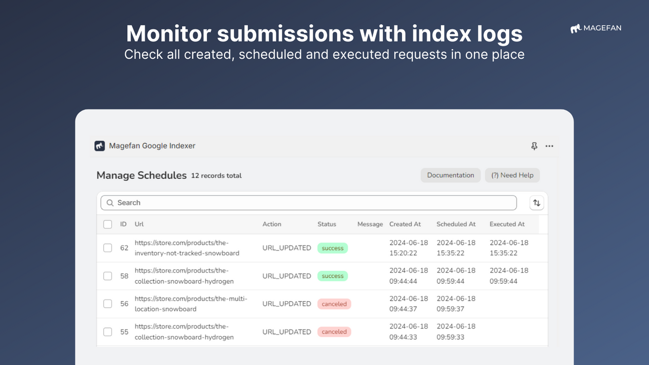 shopify google indexing logs