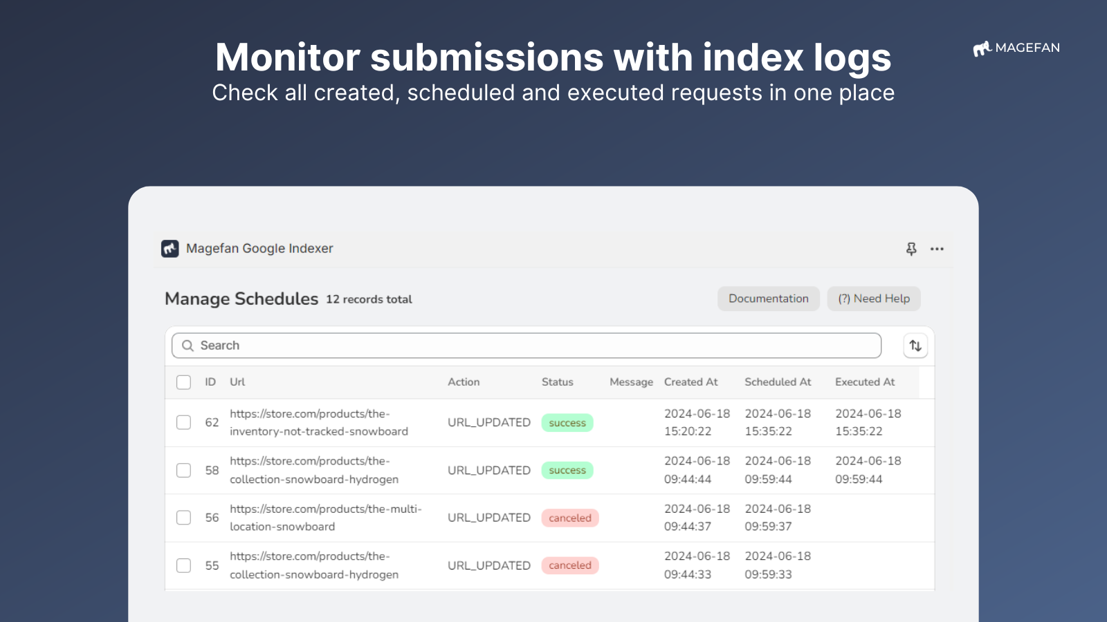 shopify google indexing logs