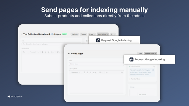 send indexing requests to google from shopify