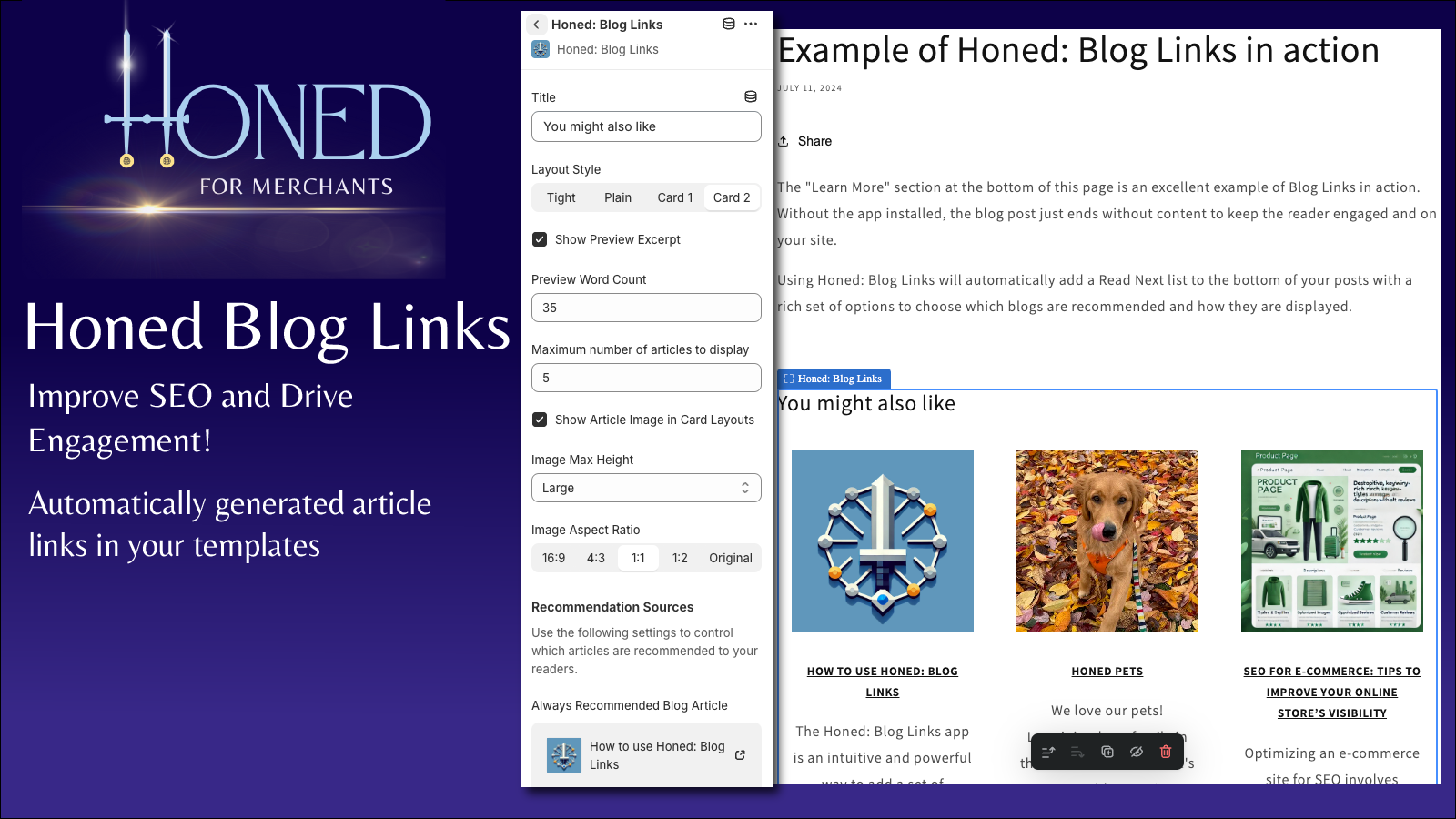 Honed: Blog Links Screenshot