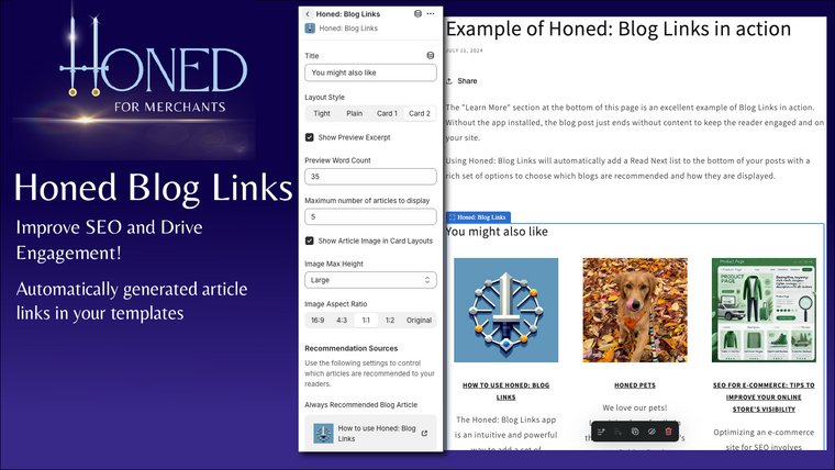 Honed: Blog Links Screenshot