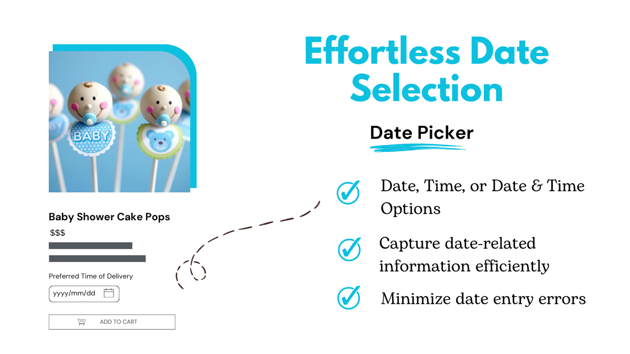 Effortless Date Selection, Date picker, Delivery time, Date info