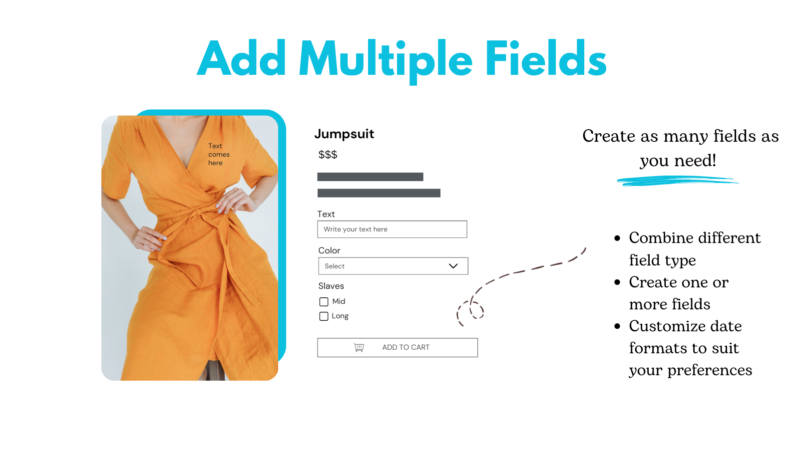 Add multiple fields, textfields, personalisierung, personalizer