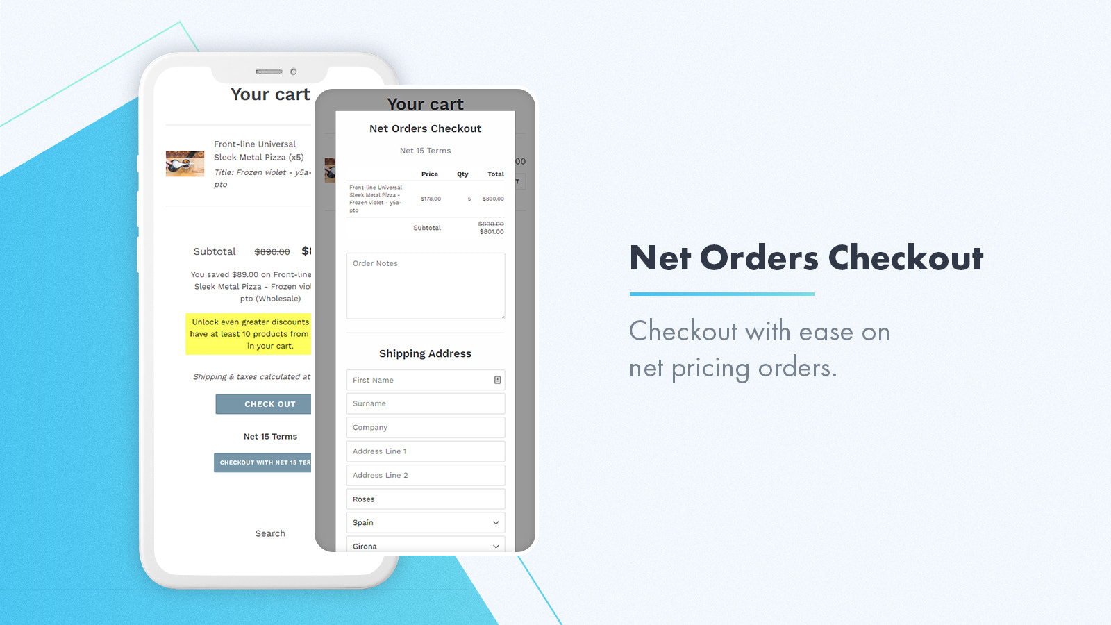 net orders Checkout 15/30 Days