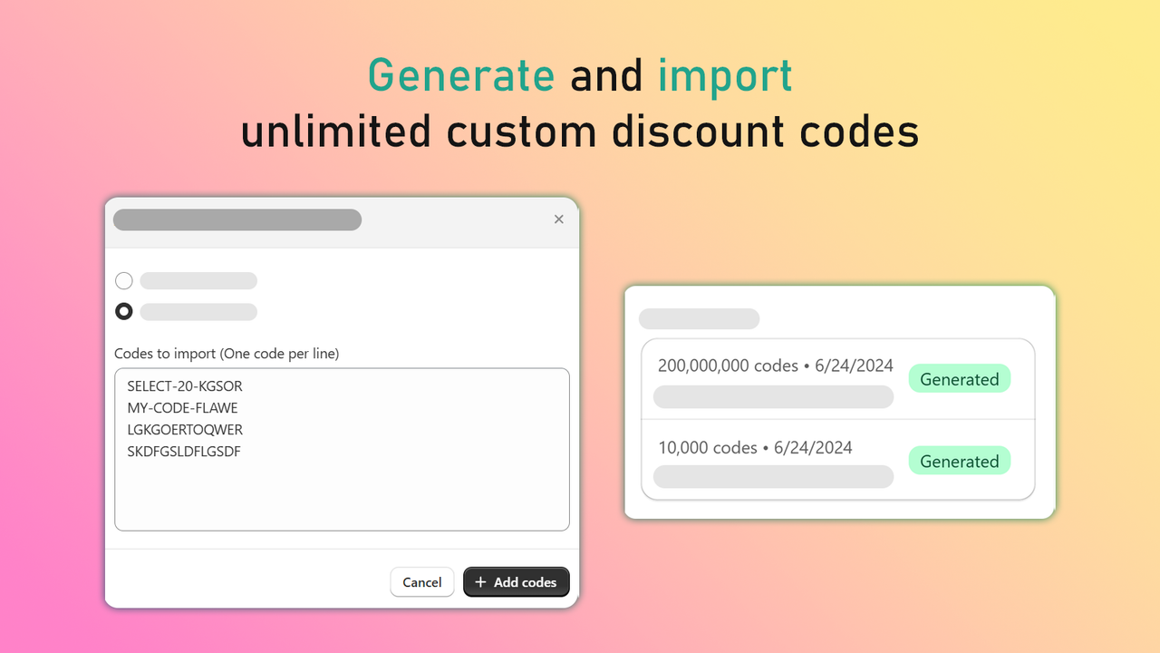 Crear e importar códigos de descuento en masa para Shopify