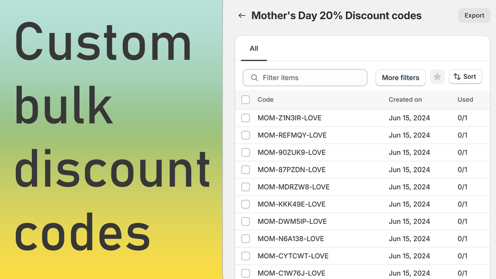 Create bulk promo codes with Shopify discount code generator