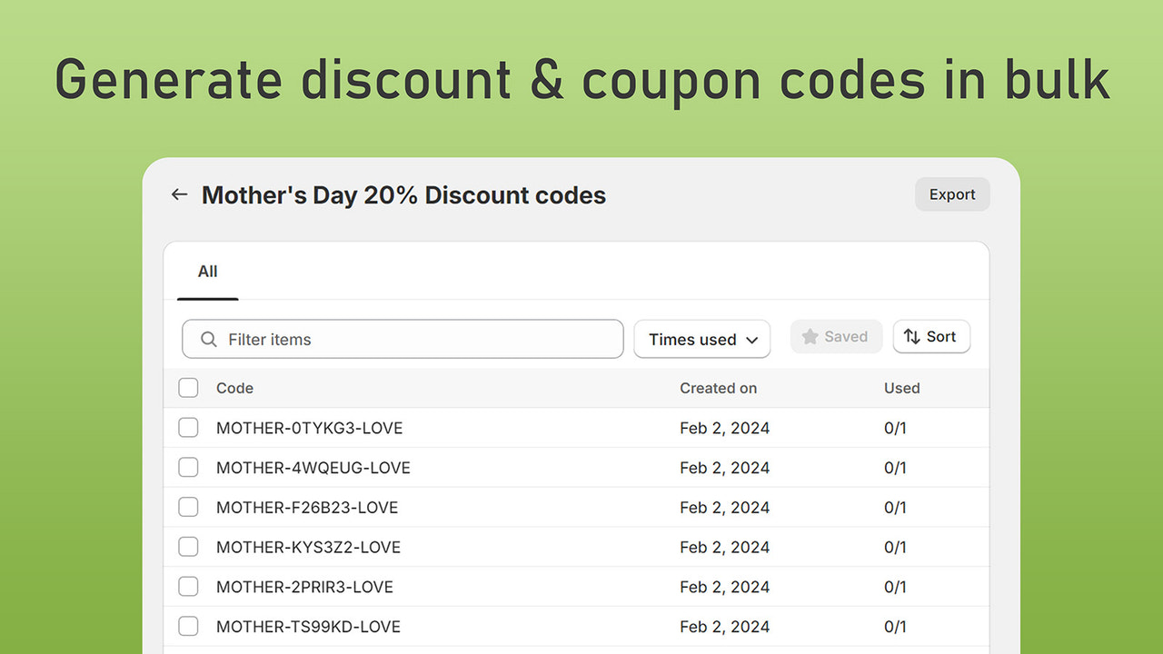 Generate discount and coupon codes in bulk