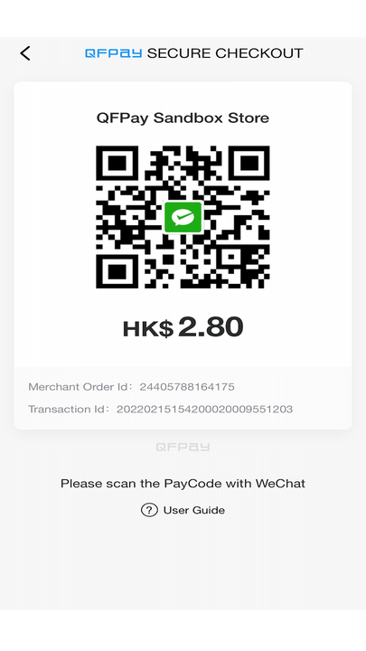 QFPay Checkout QRCode Page