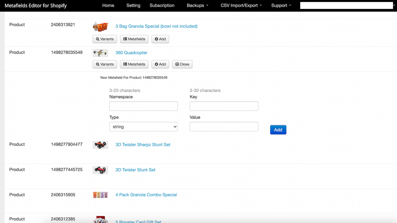Metafelder für Shopify fügt neue Metafelder hinzu