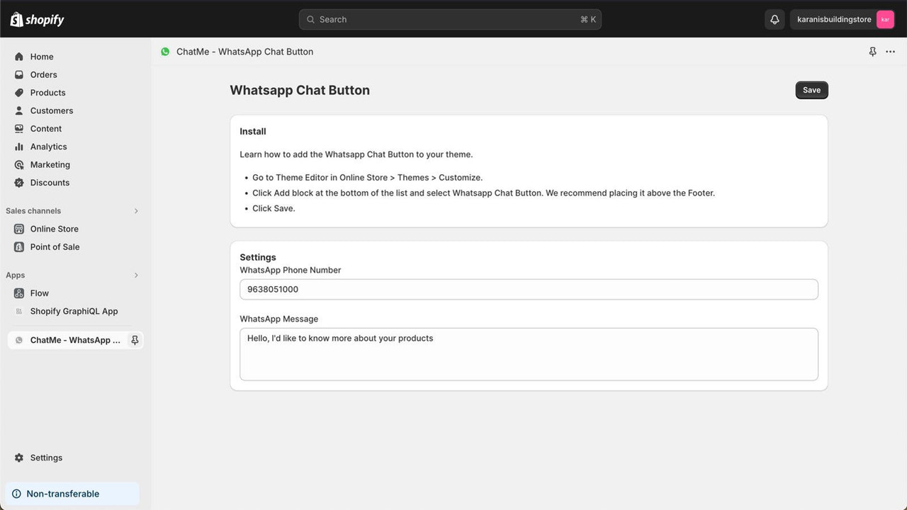 Lado administrativo de ChatMe para actualizar la configuración