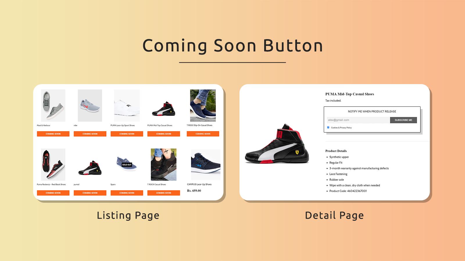 Coming Soon Product‑ Notify me - Get PreOrders on Coming Soon products. Notify Back in Stock 