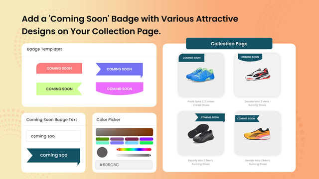 Fügen Sie ein 'Coming Soon' Abzeichen mit verschiedenen Designs auf der Kollektionsseite hinzu