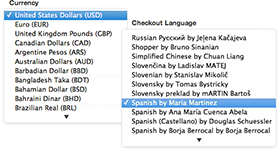 Multiple languages, currencies