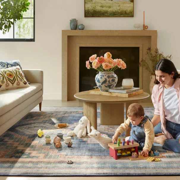 Image of a modern chair over a rug