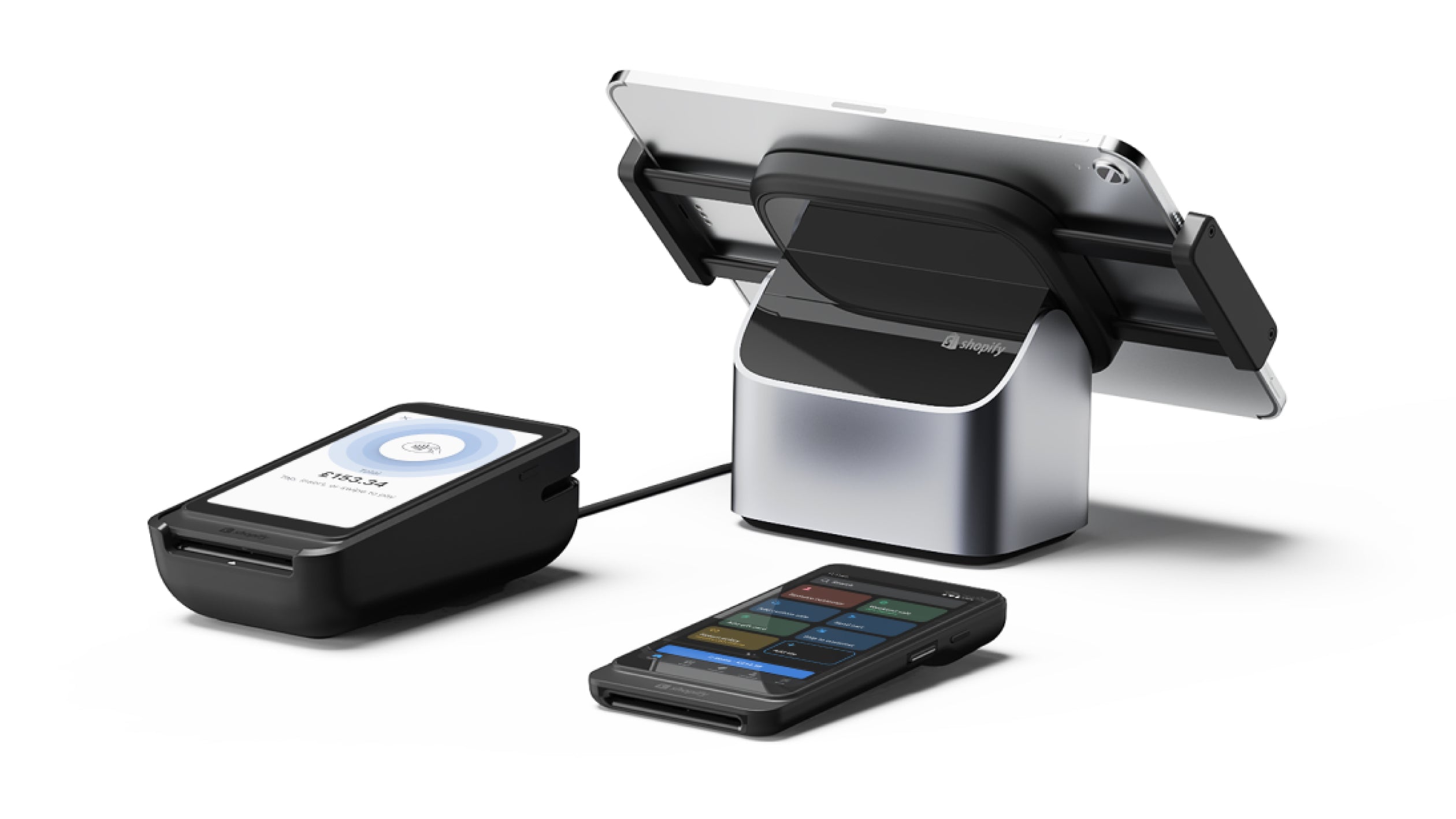 Shopify POS hardware includes POS Terminal, POS Stand, and POS Go.